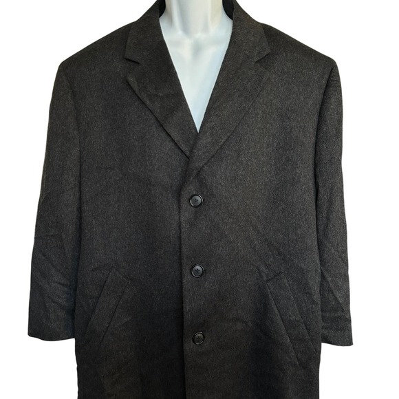 Jos A Bank Travelers Collection 100% Cashmere Overcoat Sz 46R Dark Gray Luxury - Picture 2 of 10